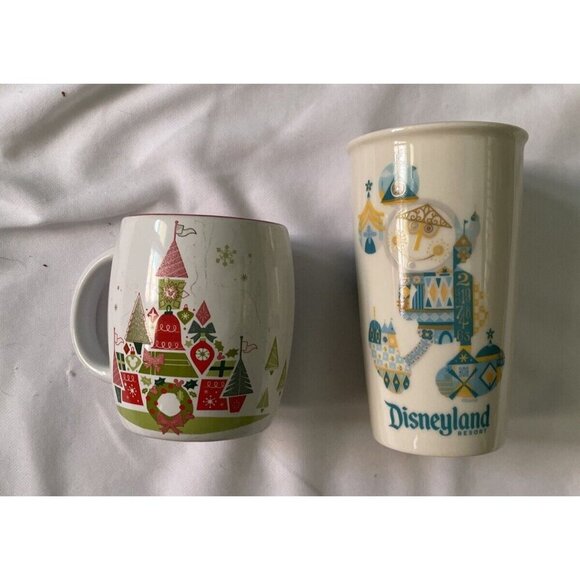 Starbucks Disney Holiday Mug Set - Disneyland Resort Christmas Castle & It’s A S - Picture 1 of 13